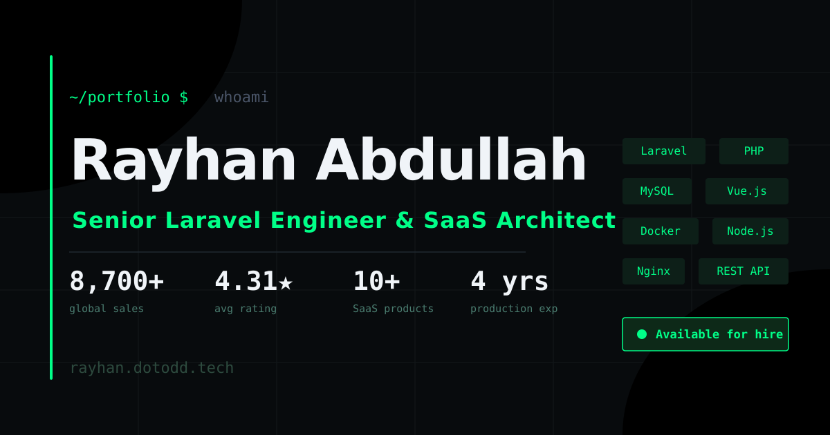 Rayhan Abdullah — Senior PHP Laravel Engineer & SaaS Architect | Senior ...